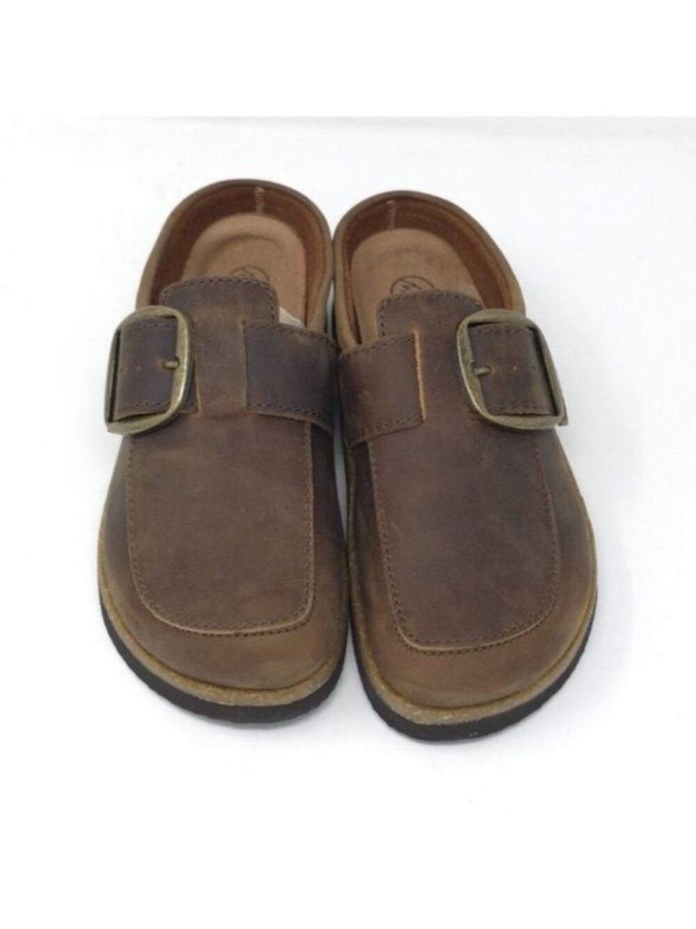 White Mountain Women's Bueno Leather Clog Brown Slip-On Buckle Sz 6M - Picture 3 of 8